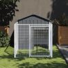 Dog House with Run Anthracite 46.1"x79.1"x48.4" Galvanized Steel