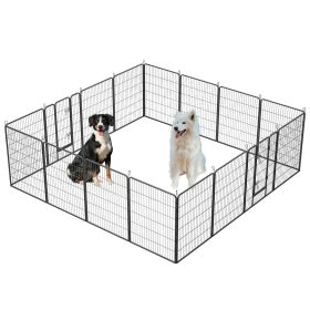 40in Outdoor Fence Heavy Duty Dog Pens 16 Panels Temporary Pet Playpen with Doors