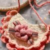 Pink Flower Handmade Crochet Pet Collar Knitted Bib Necklace Cute Lace Cat Collar Dog Scarf