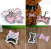 Pet Star Shape Rhinestone Writable Name Telphone ID Tags for Dogs Cats