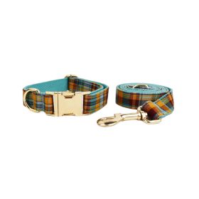 Green Plaid Plain Pet Collar (Option: Dog Collar Dog Leash-XS)