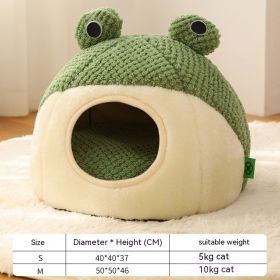 Plush Pet Bed Little Frog Warm (Option: Green Nest-M)