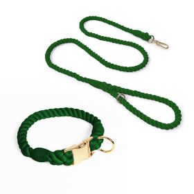 Weaving Gradient Colored Cotton Rope Pet Collar (Option: Blackish green-M)