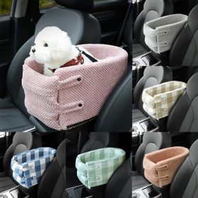 Pet Car Seat For Small Dog Safety Seat Anti-dirty Cushion Dog Cage; universal For All Models (Color: Small Plaid Green - Cotton)