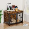 Furniture dog crate sliding iron door dog crate with mat. (Rustic Brown,43.7''W x 30''D x 33.7''H).