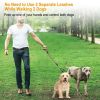 Double Dogs Leash No-Tangle Dogs Lead Reflective Dogs Walking Leash w/ Swivel Coupler Padded Handle