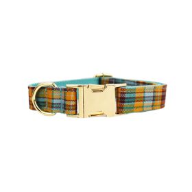 Green Plaid Plain Pet Collar (Option: Dog Collar-XL)